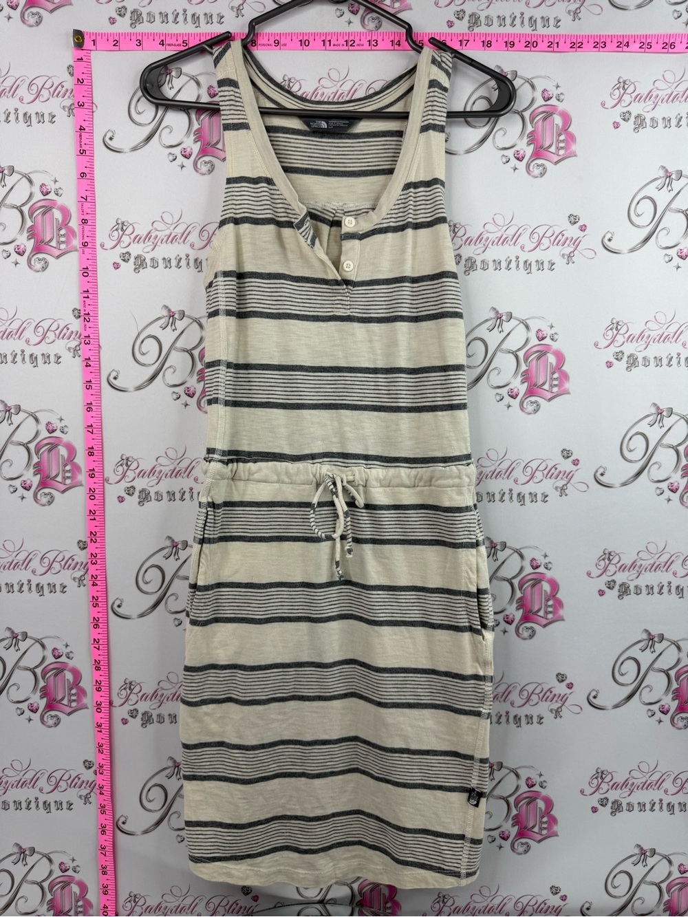 The North Face dress tie up waist Striped Tank Midi Dress - Black & Cream
